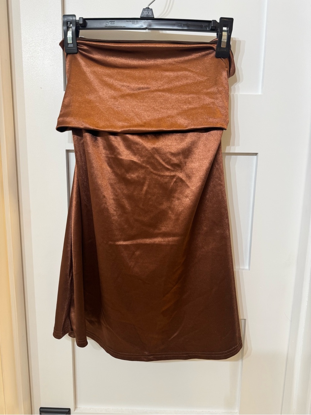 Satin copper strapless minidress